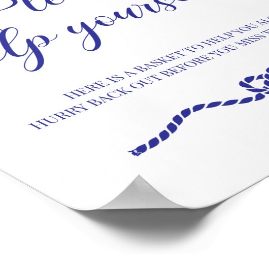 バスルームかごネイビー航海のブルー結婚のサイン ポスター (角)