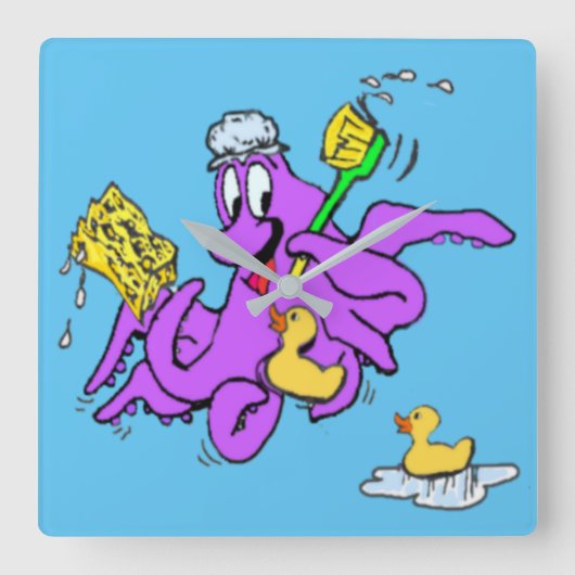 バスルームたこ時計 スクエア壁時計 (正面)