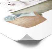 バスルームのウォールアート、ヴィンテージバスの中のサモイド犬 ポスター (角)