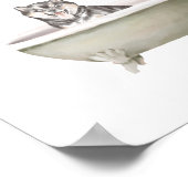 バスルームのウォールアート、柴犬ポスト内のバスタブ犬 ポスター (角)