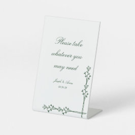 バスルームのサインインDark Green花模様 台座サイン