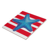 バスルームのセラミックタイル – 青いヒトデ タイル (側面)