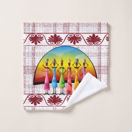 バスルームのタオルがアフリカを設定 バスタオルセット (ウォッシュタオル)