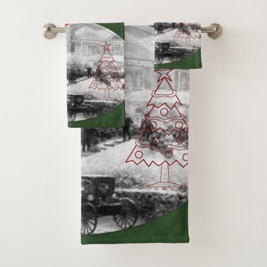 バスルームのタオルがクリスマスを飾る バスタオルセット (インサイチュ)