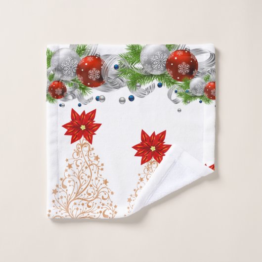バスルームのタオルがクリスマスを飾る バスタオルセット (ウォッシュタオル)