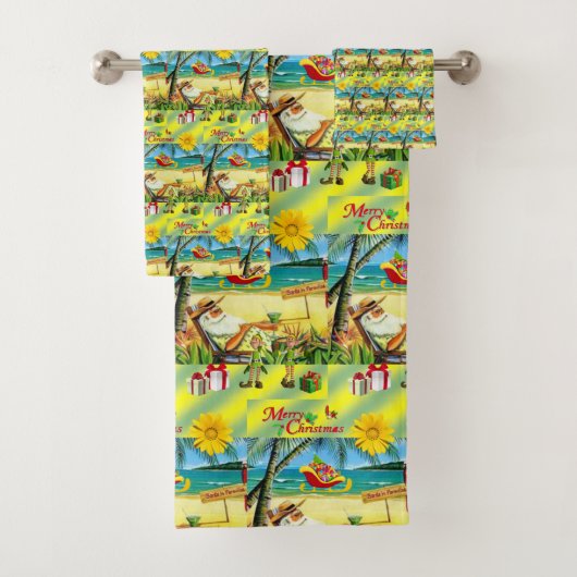バスルームのタオルがクリスマスビーチバムサンタ バスタオルセット (インサイチュ)