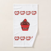 バスルームのタオルがバレンタインのカップケーキをセット バスタオルセット (ハンドタオル)