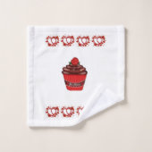 バスルームのタオルがバレンタインのカップケーキをセット バスタオルセット (ウォッシュタオル)