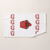 バスルームのタオルがバレンタインのカップケーキをセット バスタオルセット (ハンドタオル)