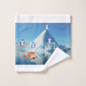 バスルームのタオルがバレンタインデペンギンの魚をセット バスタオルセット (ウォッシュタオル)