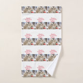 バスルームのタオルがバレンタインデーのホッキョクグマをセット バスタオルセット (ハンドタオル)