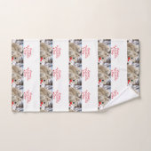 バスルームのタオルがバレンタインデーのホッキョクグマをセット バスタオルセット (ハンドタオル)