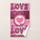 バスルームのタオルがバレンタインデーを設定する、愛 バスタオルセット (ハンドタオル)