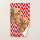 バスルームのタオルがバレンタインデーを設定テディベア バスタオルセット (ハンドタオル)