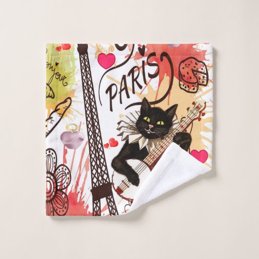 バスルームのタオルがバレンタインデーを設定，パリフランス バスタオルセット (ウォッシュタオル)