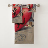 バスルームのタオルがバレンタインデーを設定，ヴィンテージ バスタオルセット (インサイチュ)