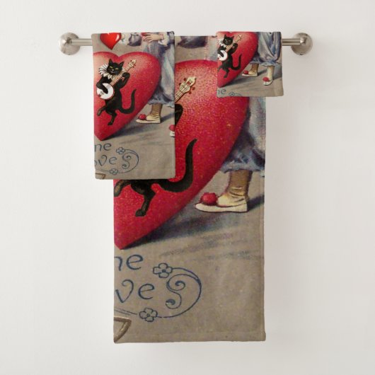 バスルームのタオルがバレンタインデーを設定，ヴィンテージ バスタオルセット (インサイチュ)