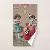 バスルームのタオルがバレンタインデーを設定，ヴィンテージ バスタオルセット (ハンドタオル)