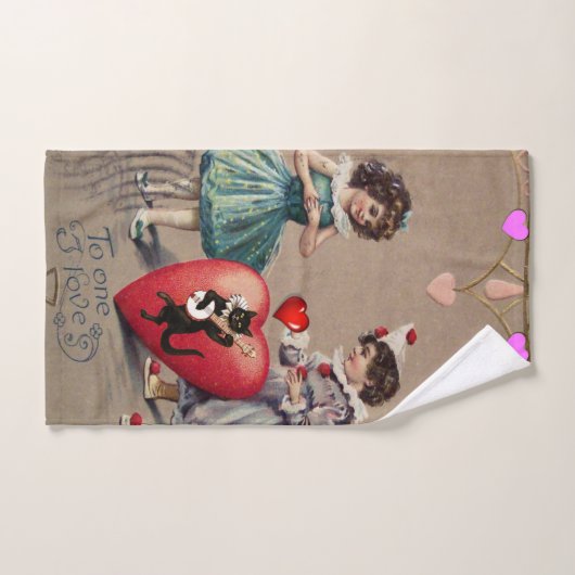 バスルームのタオルがバレンタインデーを設定，ヴィンテージ バスタオルセット (ハンドタオル)