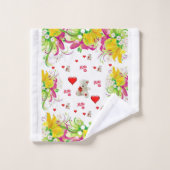 バスルームのタオルがバレンタインデートテディベアをセット バスタオルセット (ウォッシュタオル)