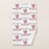 バスルームのタオルがピンクのテディベアのハート愛 バスタオルセット (ハンドタオル)