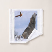 バスルームのタオルが狼を設定 バスタオルセット (ウォッシュタオル)