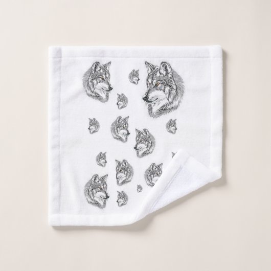 バスルームのタオルが狼を設定 バスタオルセット (ウォッシュタオル)