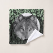 バスルームのタオルが狼を設定 バスタオルセット (ウォッシュタオル)