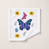 バスルームのタオルが蝶をセット バスタオルセット (ウォッシュタオル)
