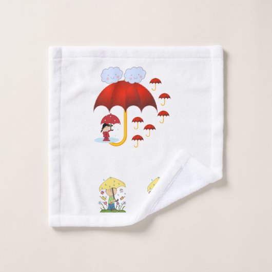 バスルームのタオルが雨を降らせる バスタオルセット (ウォッシュタオル)