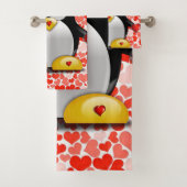 バスルームのタオルでバレンタインデーを設定ペンギン バスタオルセット (インサイチュ)