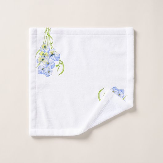 バスルームのタオルの上に氷のような青いパンジー バスタオルセット (ウォッシュタオル)