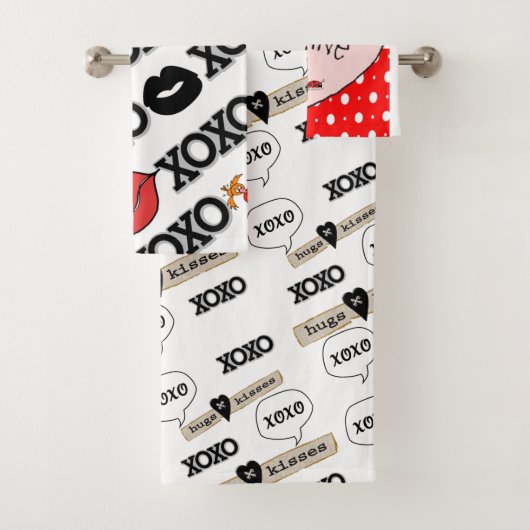 バスルームのタオルセットバレンタインデーXoxoハート バスタオルセット (インサイチュ)