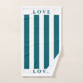 バスルームのタオルセット – DarkTeal&White バスタオルセット (ハンドタオル)