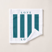 バスルームのタオルセット – DarkTeal&White バスタオルセット (ウォッシュタオル)