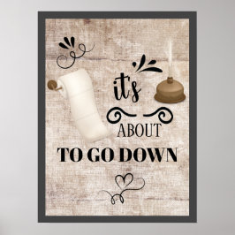 バスルームのポスターを下りようとしている ポスター