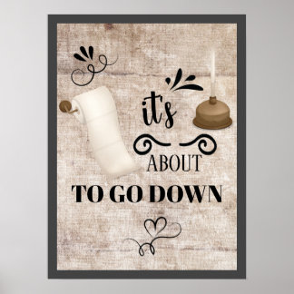 バスルームのポスターを下りようとしている ポスター