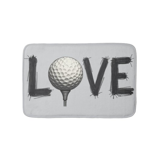 バスルームタイポグラフィ用ラブゴルフ装飾 バスマット (正面)