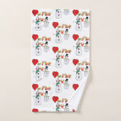 バスルームタオルセットバレンタインデーハート雪だるま バスタオルセット (ハンドタオル)