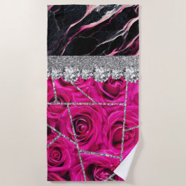 バスルーム内装デザインホームブラックグリッターマーブル ビーチタオル