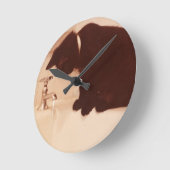 バスルーム唐辛子黒猫 ラウンド壁時計 (傾斜)