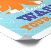 バスルーム手を洗うタコのアートポスター ポスター (角)