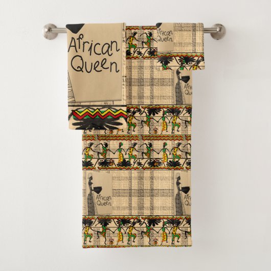 バスルーム用タオルがアフリカの女王を設定 バスタオルセット (インサイチュ)