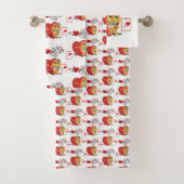 バスルーム用タオルがバレンタインのフクロウをヴィンテージ バスタオルセット (インサイチュ)