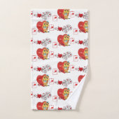 バスルーム用タオルがバレンタインのフクロウをヴィンテージ バスタオルセット (ハンドタオル)