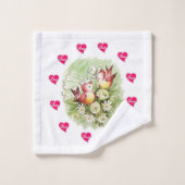 バスルーム用タオルがバレンタインデーのヴィンテージ バスタオルセット (ウォッシュタオル)