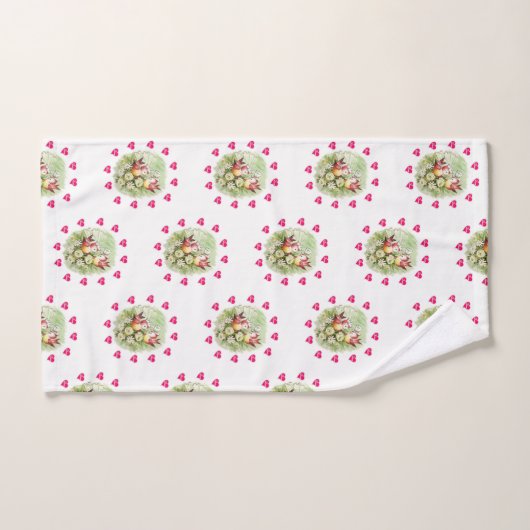 バスルーム用タオルがバレンタインデーのヴィンテージ バスタオルセット (ハンドタオル)