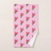 バスルーム用タオルがピンクリリーのフローラをセット バスタオルセット (ハンドタオル)