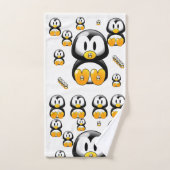 バスルーム用タオルがペンギンをセット バスタオルセット (ハンドタオル)