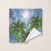 バスルーム用タオルがヤシの木をセット バスタオルセット (ウォッシュタオル)